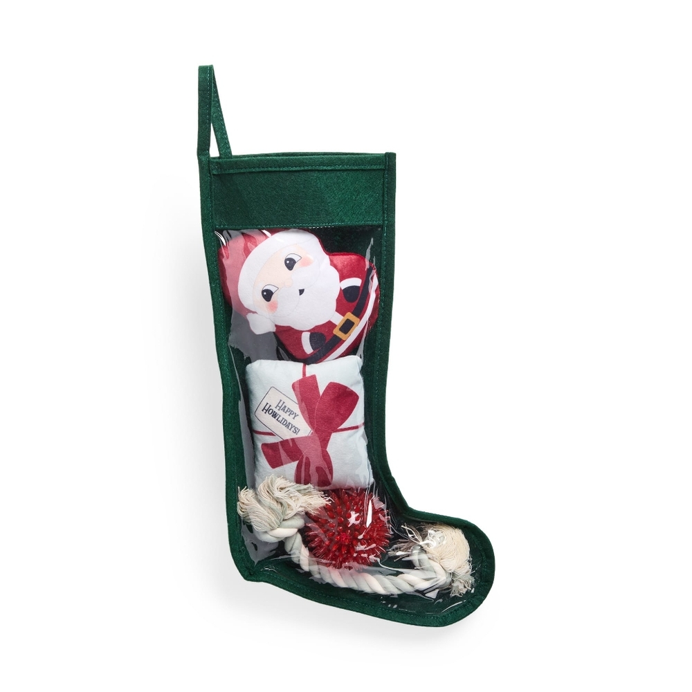 Merry Makings Green Medium 4-piece prestuffed Holiday Pet Stocking Dog T…